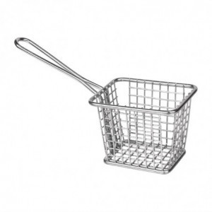 Small Square Presentation Basket with Long Stainless Steel Handle - Olympia - Fourniresto