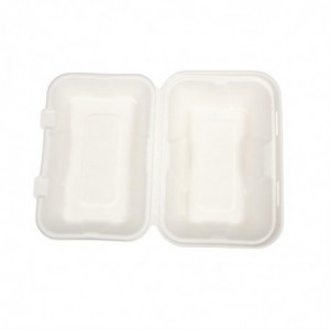 Meal Boxes in Bagasse with Hinged Lid - L 228mm - Pack of 200 - Vegware