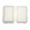 Meal Boxes in Bagasse with Hinged Lid - L 228mm - Pack of 200 - Vegware