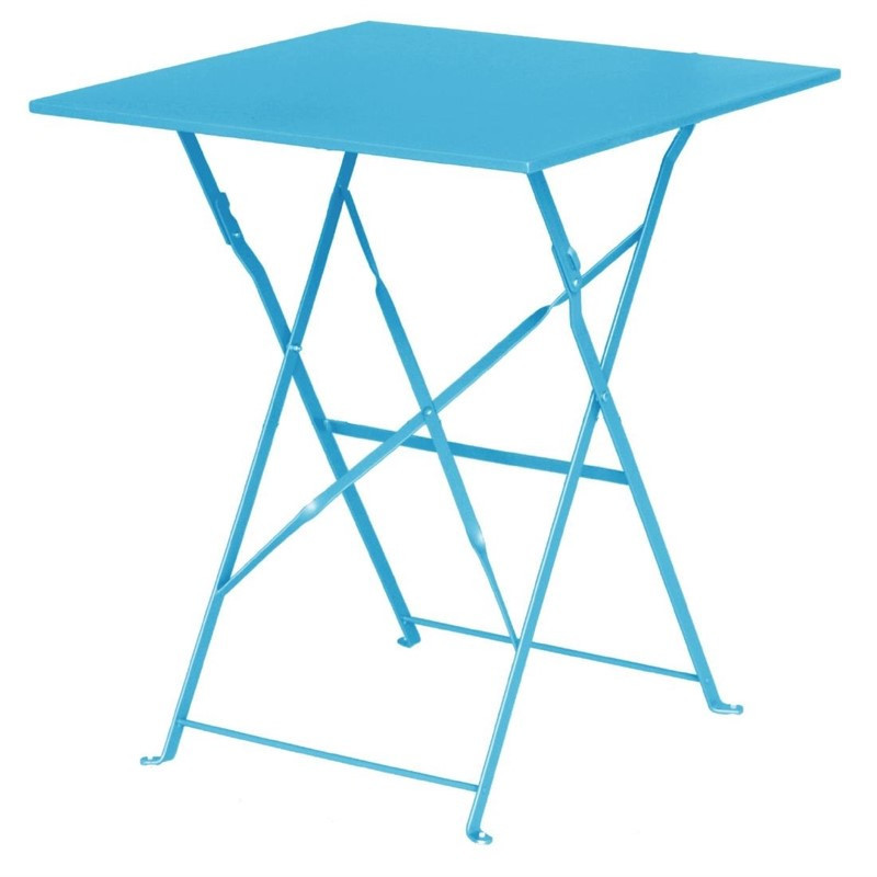 Square steel terrace table - turquoise blue - 600mm - Bolero - Fourniresto