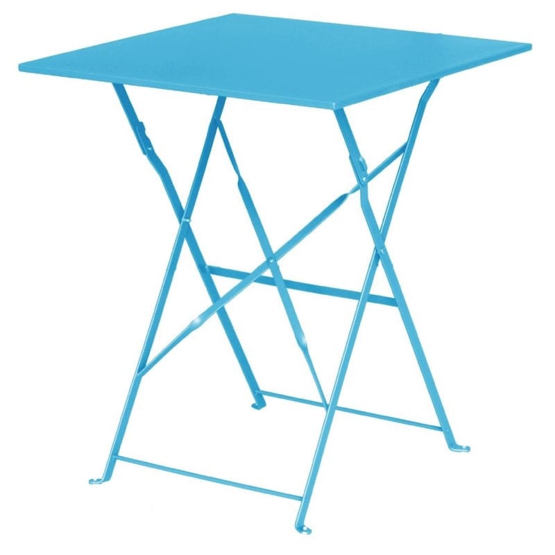 Table de terrasse carrée en acier - bleu turquoise - 600mm - Bolero - Fourniresto