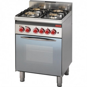 Τετράκλινος φούρνος με 4 εστίες αερίου πάνω σε ηλεκτρικό φούρνο με σύστημα σύγχυσης GN 2/3 600 - Gastro M