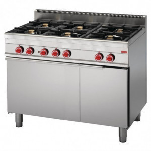 Six-burner stove on convection electric oven with open cupboard 650 - Gastro M