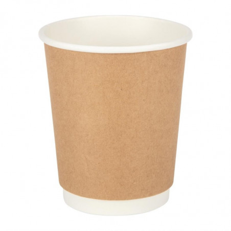 Double wall kraft cups 225ml - Pack of 25 - Fiesta - Fourniresto