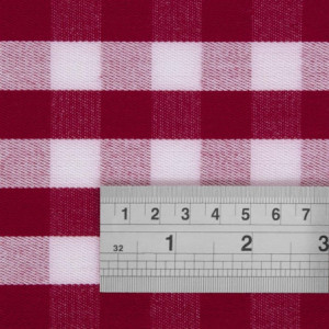 Square tablecloth with red checkered pattern in polyester 890 x 890mm - Mitre Essentials - Fourniresto