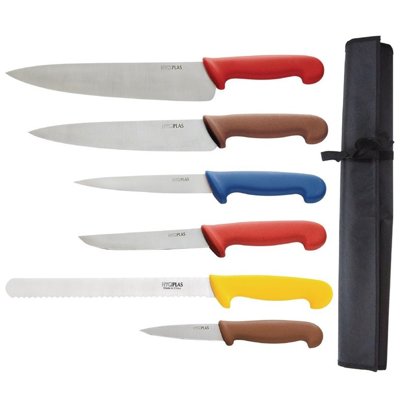 Νεσεσέρ με σετ 6 μαχαιριών σε διάφορα χρώματα - Hygiplas