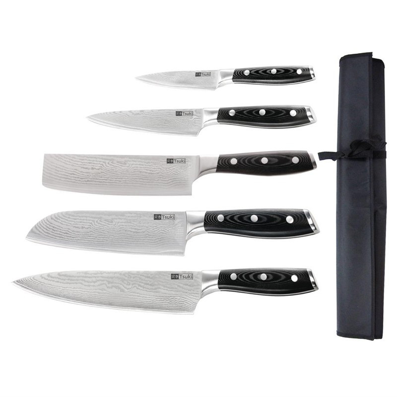 Set of 5 Japanese Knives and Tsuki Series 7 Case - FourniResto