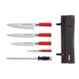 Set of 5 Red Spirit Knives and Case - Dick