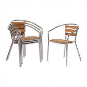 Καρέκλες Ξύλινες και Αλουμινίου - Σετ 4 τεμαχίων - Bolero - Fourniresto