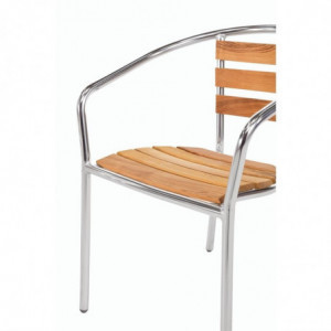 Wood and Aluminum Chairs - Set of 4 - Bolero - Fourniresto