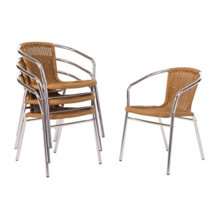 Fauteuils rotin et alu - Lot de 4 - Bolero - Fourniresto