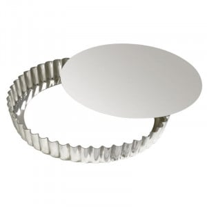 Fluted Round Tart Pan with Removable Bottom - Tinplate - Ø 280 mm - TELLIER