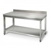 Stainless Steel Table with Shelf and Backsplash - D 600 mm - L 1800 mm