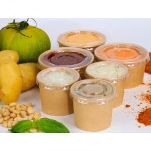 Couvercle en PET pour Pot à Sauce en Carton Kraft 30 ml - Lot de 50