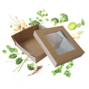Κουτί γεύματος με παράθυρο 95 x 95 - Οικολογικό - Σετ των 25