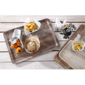 Melamine Printed Dark Wood Service Tray - 350 x 240 mm