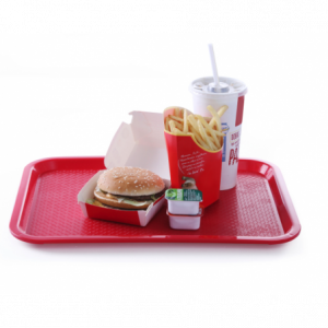 Ορθογώνιο πιάτο Fast Food - Μεγάλο Μοντέλο 450 x 350 χιλιοστά - Κόκκινο- Κόκκινο