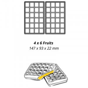 Professional Waffle Maker with 90° Opening - 4 x 6 Fruits