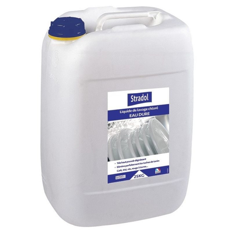 Liquide de Lavage Chloré Eau Dure pour Lave-Vaisselle - 25 Kg - Stradol