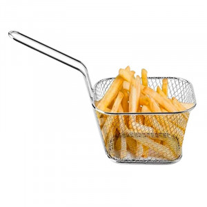 Small Stainless Steel French Fries Basket - 125 x 100 mm - Dynasteel