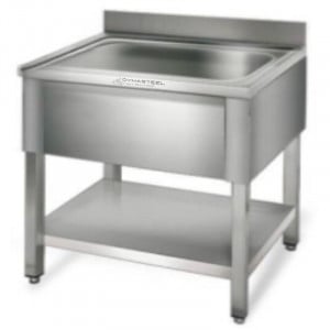 Sink 1 Basin with Backsplash and Shelf - L 600 x D 700 mm - Dynasteel