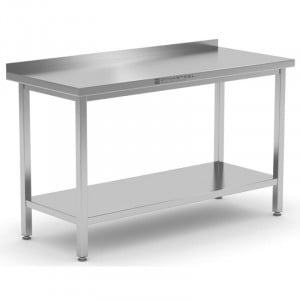 Τραπέζι Inox 1600x600 mm με Πλάτη και Κάτω Ράφι