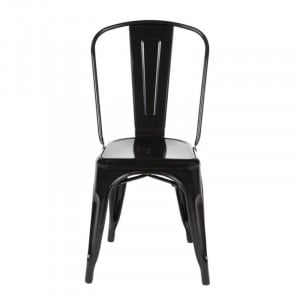 Chaises Bistro Empilable en Acier - Noir - Lot de 4 - Bolero