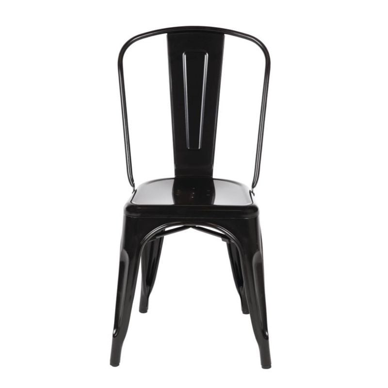 Chaises Bistro Empilable en Acier - Noir - Lot de 4 - Bolero