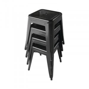 Black Steel Low Stools - Set of 4 - Bolero