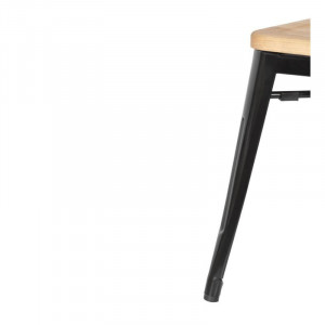 Πολυθρόνες Bistro με χάλυβα σε μαύρο χρώμα με ξύλινη κάθιση - Σετ 4 τεμαχίων - Bolero