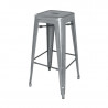 High Stools in Metallic Grey Galvanized Steel - Set of 4 - Bolero