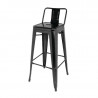 High Black Steel Stools with Backrest - Set of 4 | Bolero