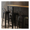 High Black Steel Stools with Backrest - Set of 4 | Bolero