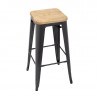 High Steel Gray Bistro Stool with Wooden Seat - Set of 4 - Bolero