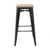 High Steel Gray Bistro Stool with Wooden Seat - Set of 4 - Bolero