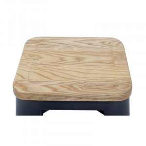High Steel Gray Bistro Stool with Wooden Seat - Set of 4 - Bolero