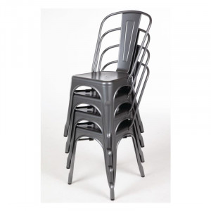 Chairs in Metallic Gray Steel - Set of 4 - Bolero