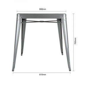 Square Table in Metallic Grey Steel - W 668 x D 668 mm - Bolero