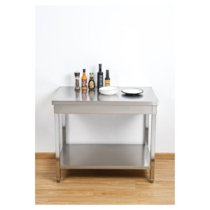 Stainless Steel Table with Shelf - D 600 mm - L 1000 mm - Dynasteel