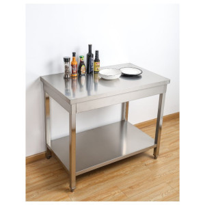 Stainless Steel Table with Shelf - D 600 mm - L 1400 mm - Dynasteel