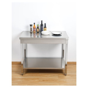 Stainless Steel Table with Shelf - D 700 mm - W 600 mm - Dynasteel