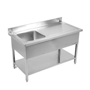Plonge 1 Basin with Backsplash and Shelf - L 1400 x D 600 mm - Dynasteel