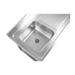 Dive 1 Sink with Backsplash and Shelf - W 1200 x D 700 mm | Dynasteel