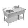 Dive 1 Sink with Backsplash and Shelf - W 1200 x D 700 mm | Dynasteel