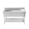 Plonge 1 Sink with Backsplash and Shelf - L 1200 x D 700 mm | Dynasteel