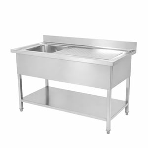 Plonge 1 Bac avec Dosseret et Etagère Basse - L 1000 x P 600 mm - Dynasteel