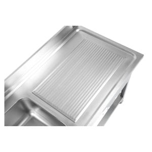 Plonge Inox 1 Bac 1200x600 mm, Égouttoir Droite, Dosseret