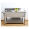 Plonge Inox 1 Bac 1200x600 mm, Égouttoir Droite, Dosseret