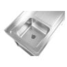 Plonge Inox 1 Bac 1200x600 mm, Égouttoir Droite, Dosseret