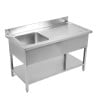 Plonge Inox 1 Bac 1200x600 mm, Égouttoir Droite, Dosseret